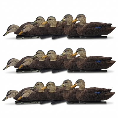 Avian X Topflight Black Ducks Realistic Decoy Sets with Flocked Bodies, 3 Pack