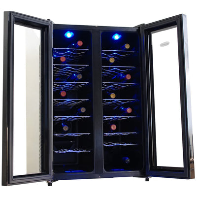 New Air 32 Bottle Dual Zone Digital Display Thermoelectric Wine Cooler, Black