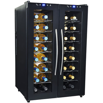 New Air 32 Bottle Dual Zone Digital Display Thermoelectric Wine Cooler, Black