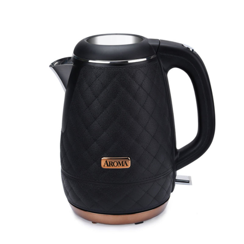 Aroma Housewares 1.2L 5 Cup Stainless Steel Electric Water and Tea Kettle, Black