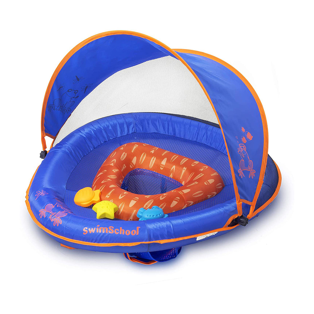 SwimSchool Baby Boat Float with Adjustable Safety Seat & Sun Canopy (Open Box)