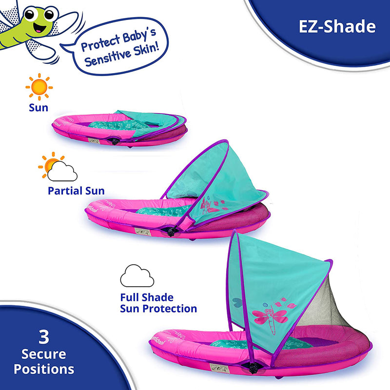 SwimSchool Baby Boat Float with Seat & Sun Shade Canopy, Berry/Pink (Open Box)