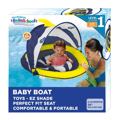 SwimSchool Perfect Fit BabyBoat w/ Sunshade Level 1 Fish Pool Float (Used)