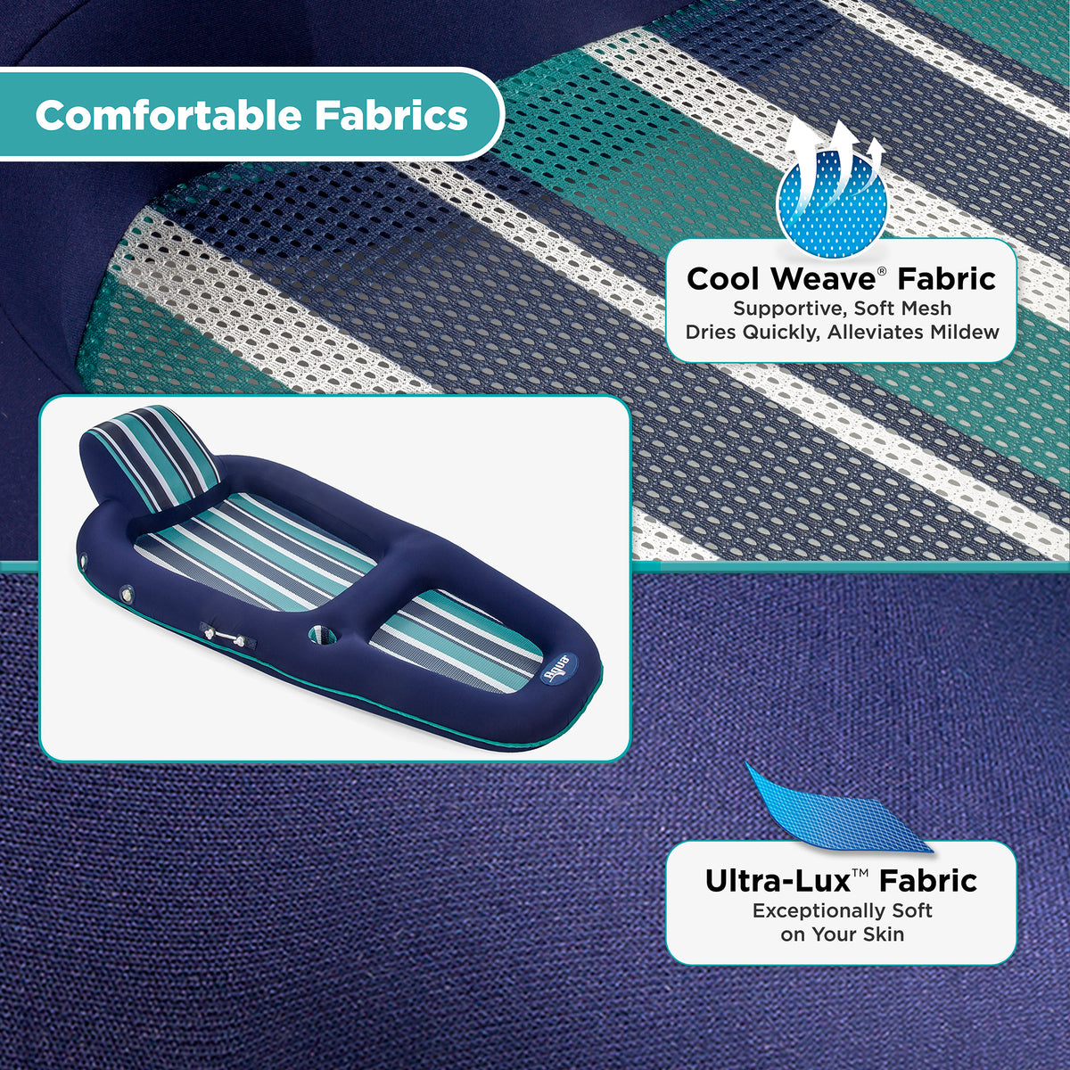 Aqua Leisure Inflatable Lounger w/ Canopy & SwimSchool Baby Boat Float w/ Canopy