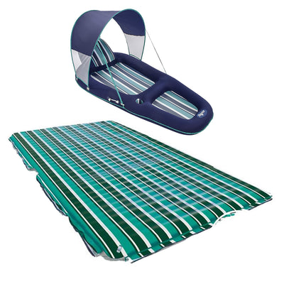 Aqua Leisure Luxury Canopy Float, Blue & Supersized Floating Party Plank, Green