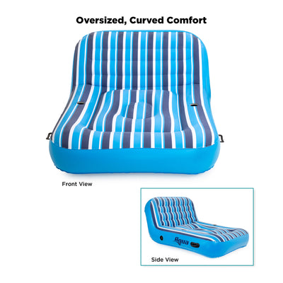 Aqua Heavy Duty Ultra Comfort Inflatable 2 Person Pool Float Recliner Lounger - VMInnovations