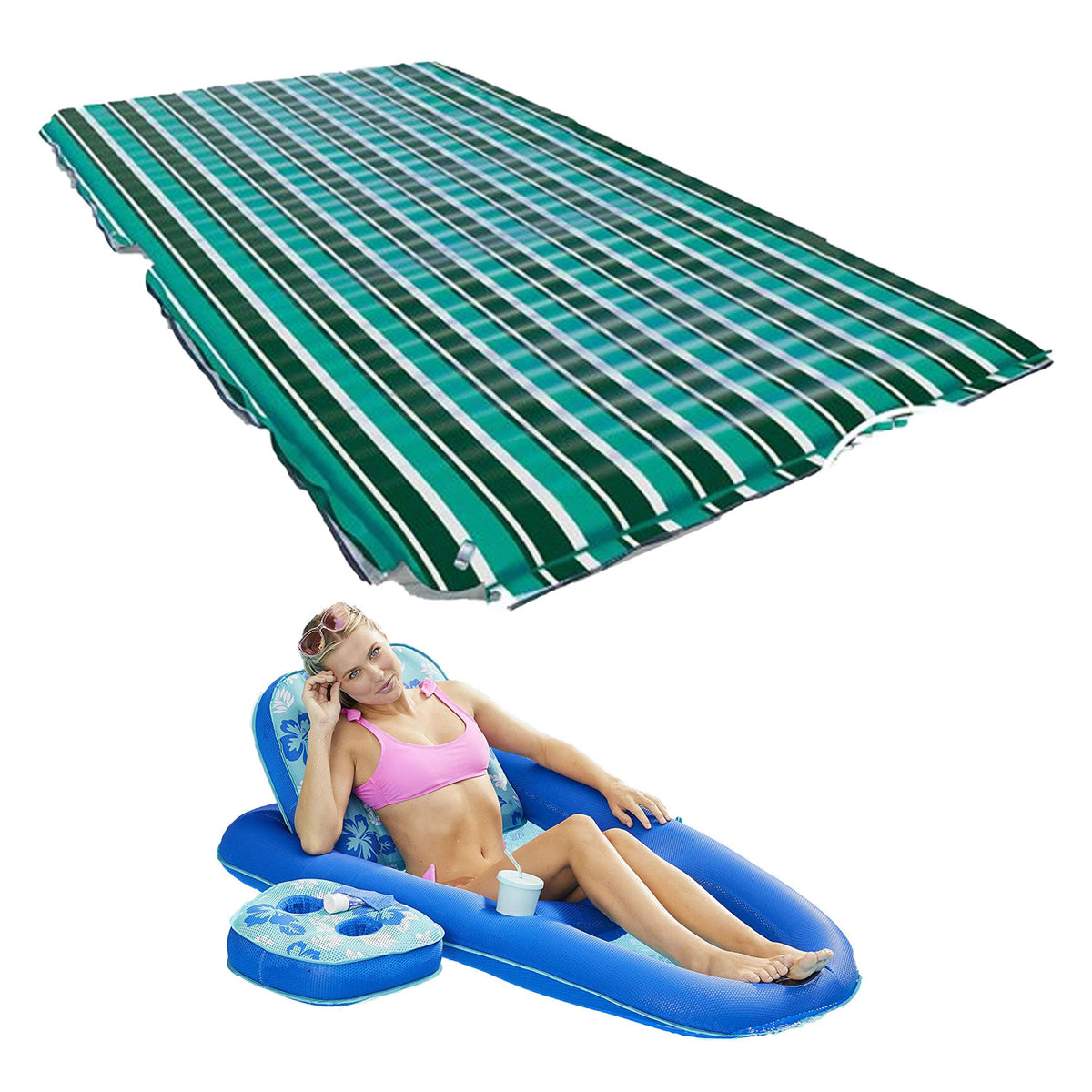 Aqua Leisure Supersized Floating Party Plank & Campania Recliner/Tanner Chair