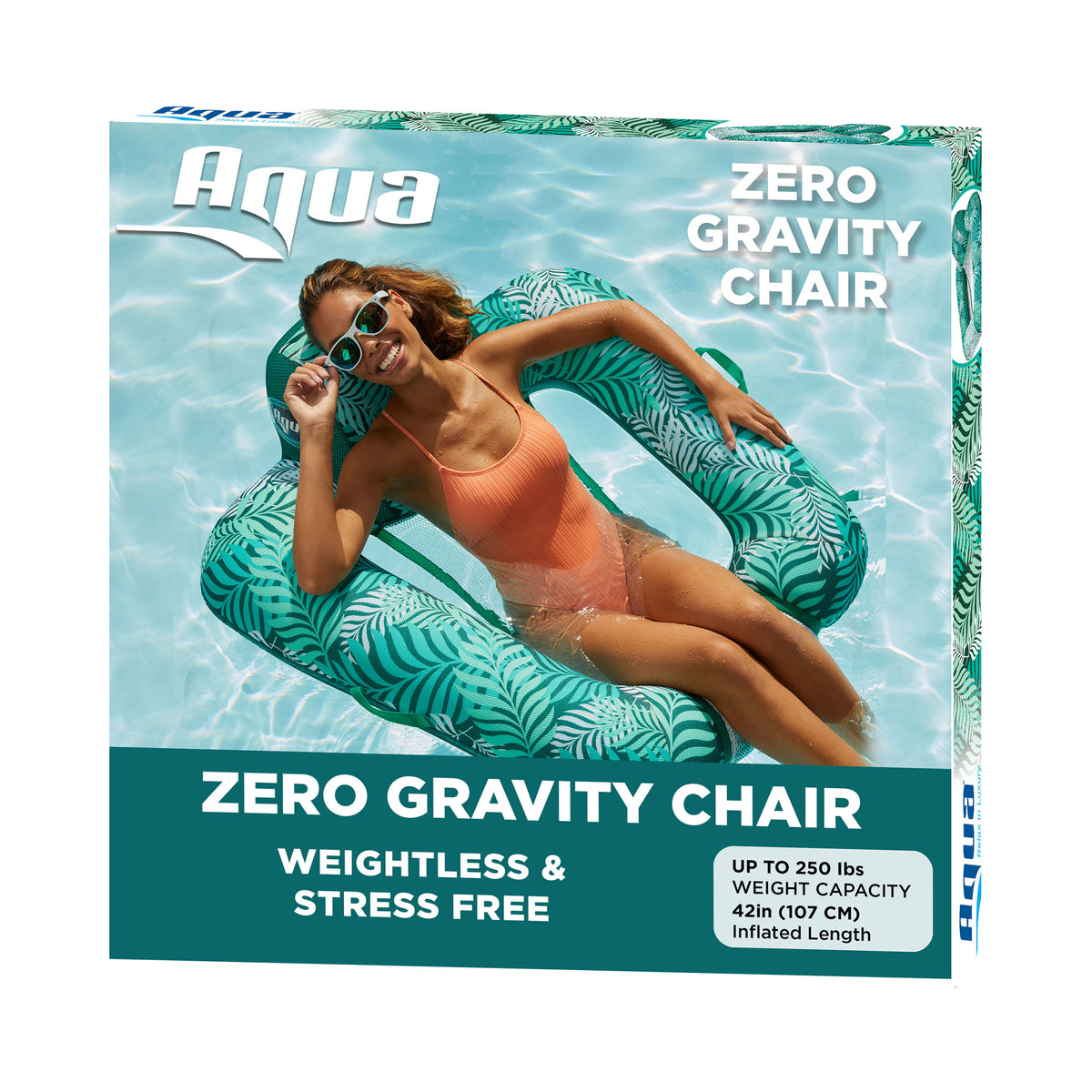 Aqua Zero Gravity Inflatable Pool Chair Lounge Float Teal Fern Green (For Parts)