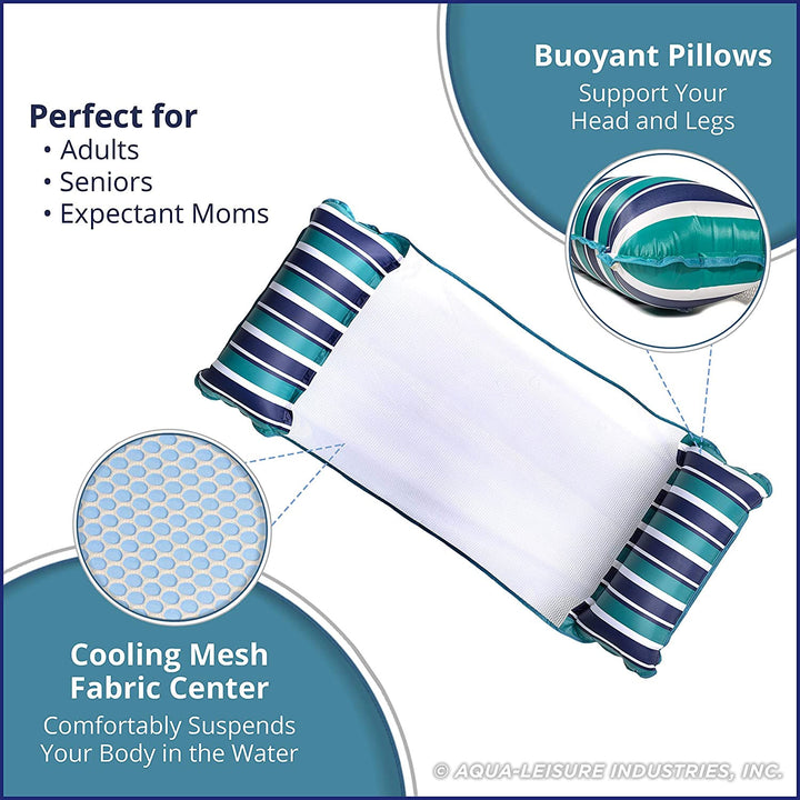 Aqua Monterey XL Hammock 4 in 1 Inflatable Pool Float, Teal/Blue (Open Box) - VMInnovations