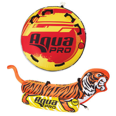 AquaPro 60 In Deck Style Towable, Yellow & Red with 96 In Tiger Towable, Orange