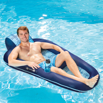 Aqua Leisure Luxury Water Recliner, Blue & Zero Gravity Pool Float, Green Floral - VMInnovations