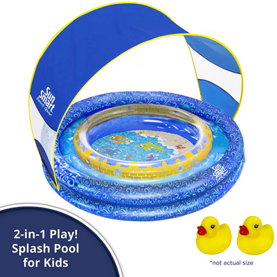 Aqua Leisure SunSmart Lazy River Kiddie Pool with 50 UPF Sun Shade, Blue