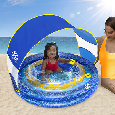 Aqua Leisure AZP15225 SunSmart Lazy River Kiddie Pool with Sun Shade & Hand Pump - VMInnovations