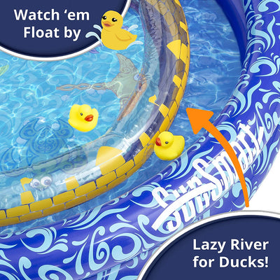 Aqua Leisure SunSmart Lazy River Kiddie Pool with 50 UPF Sun Shade, Blue