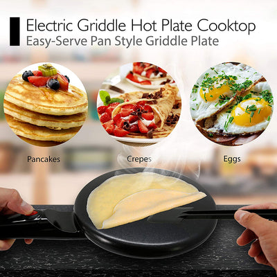 NutriChef 8Inch Electric Nonstick Griddle Crepe Maker Hot Plate Cooktop (4 Pack)