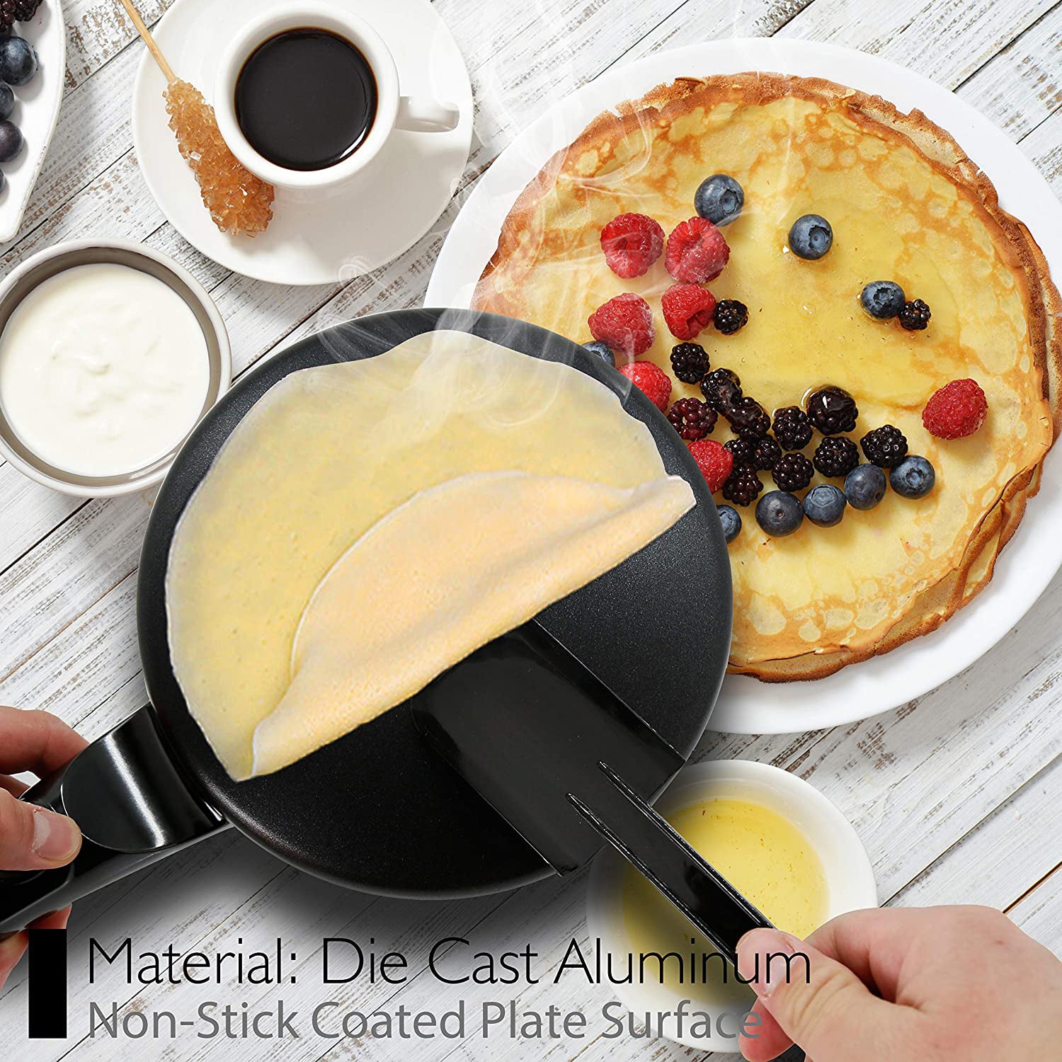NutriChef 8 Inch Electric Nonstick Griddle Crepe Maker, Black (Open Box) - VMInnovations