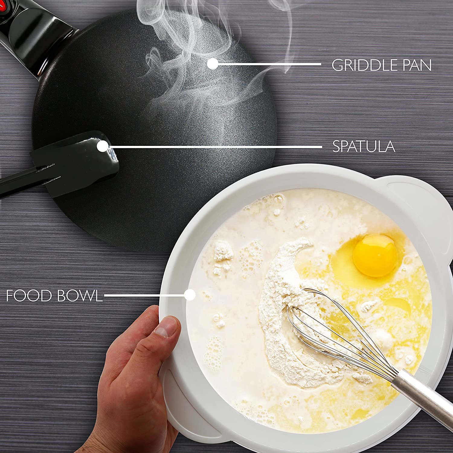 NutriChef 8 Inch Electric Nonstick Griddle Crepe Maker, Black (Open Box) - VMInnovations