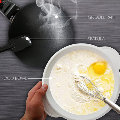 NutriChef 8 Inch Electric Nonstick Griddle Crepe Maker, Black (Open Box) - VMInnovations