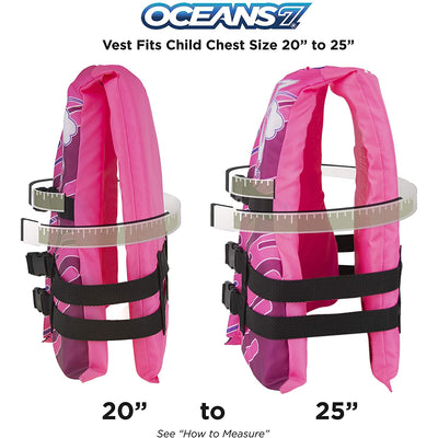 Oceans7 Flex Form Child Type III PFD Life Jacket Vest for 30-50lb,Pink(Open Box) - VMInnovations