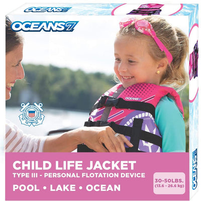 Oceans7 Flex Form Child Type III PFD Life Jacket Vest for 30-50lb,Pink(Open Box) - VMInnovations