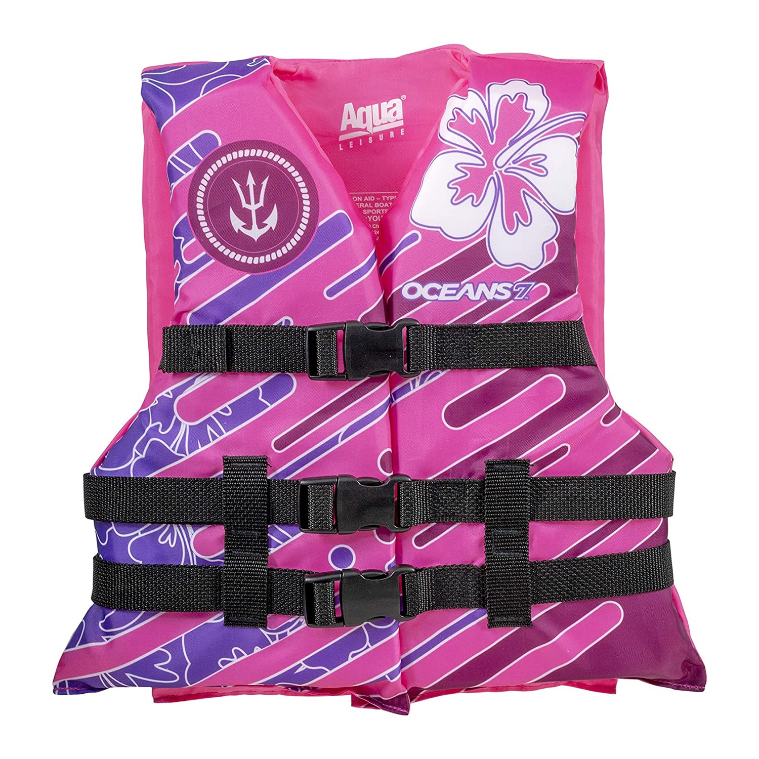 Oceans 7 US Type III Kids PFD Life Jacket Vest, Pink/Berry (Open Box) - VMInnovations