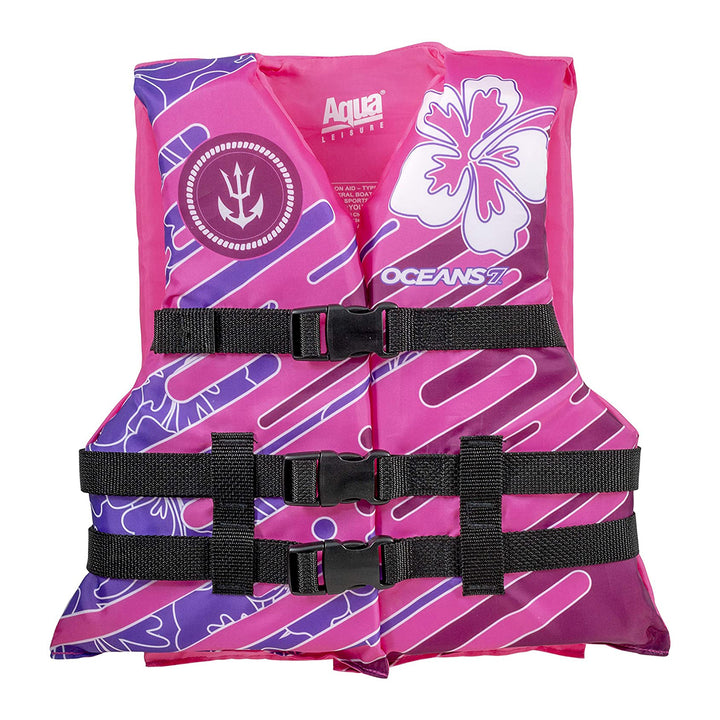 Oceans 7 US Type III Kids PFD Life Jacket Vest, Pink/Berry (Open Box) - VMInnovations