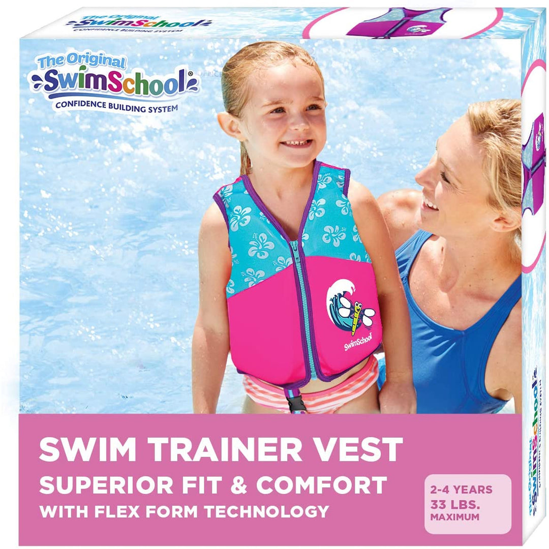 SwimSchool Flex Form Swim Trainer Vest, Up to 33 Pounds, Pink (Open Box)
