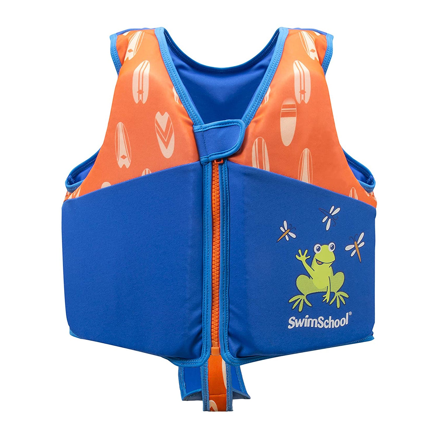 SwimSchool Medium/Large UPF Flex Foam Flotation Swim Trainer Vest, Blue/Orange - VMInnovations