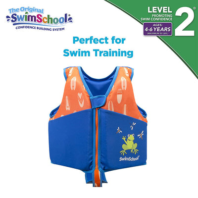 SwimSchool Medium/Large UPF Flex Foam Flotation Swim Trainer Vest, Blue/Orange - VMInnovations