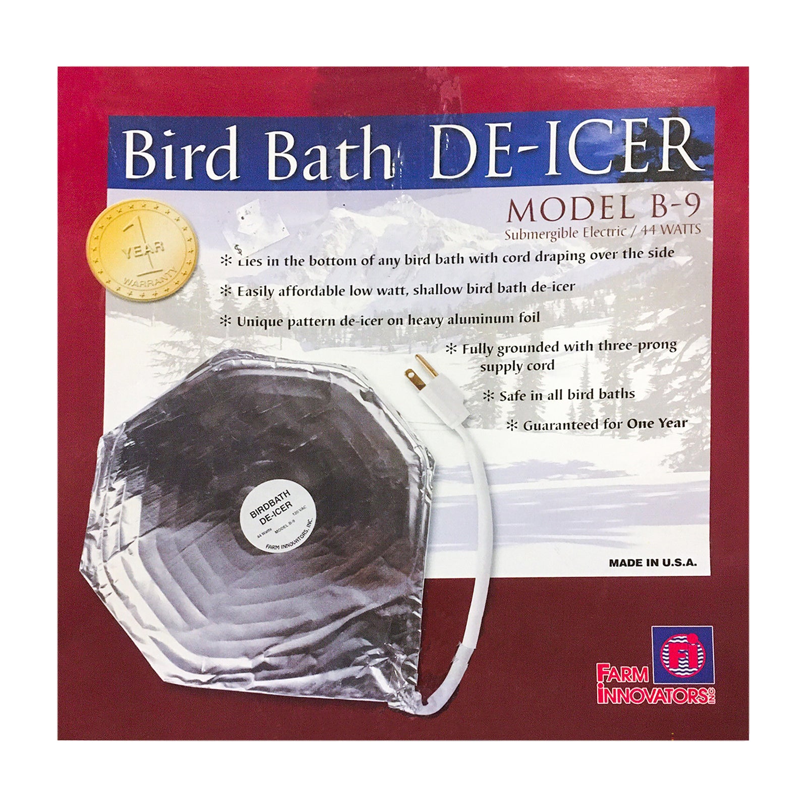 Farm Innovators 44W Economical Submersible Heated Shallow Bird Bath DeIcer, Foil - VMInnovations