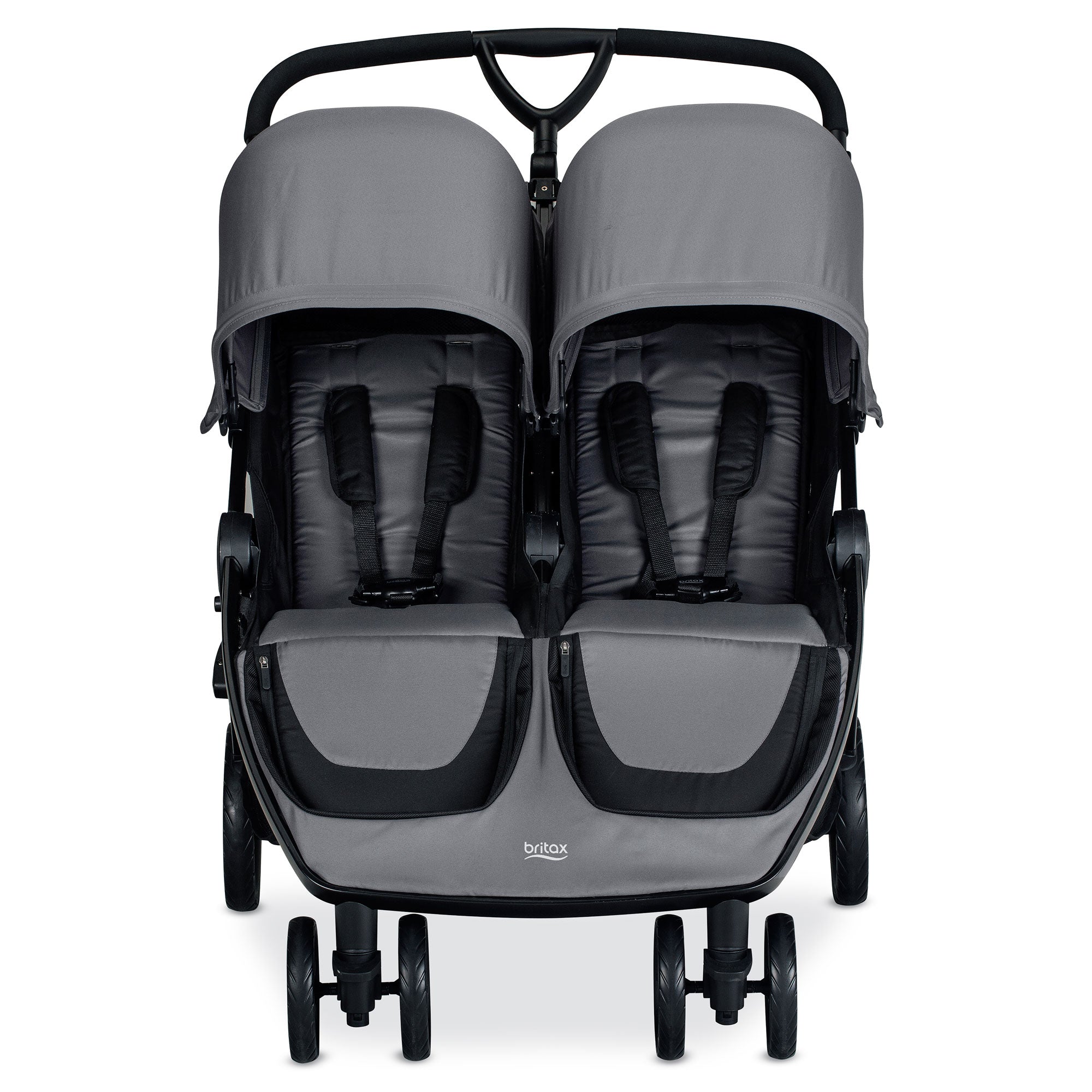 Britax Foldable B Lively Double Baby Stroller with Mesh Canopy, Gray (Open Box)
