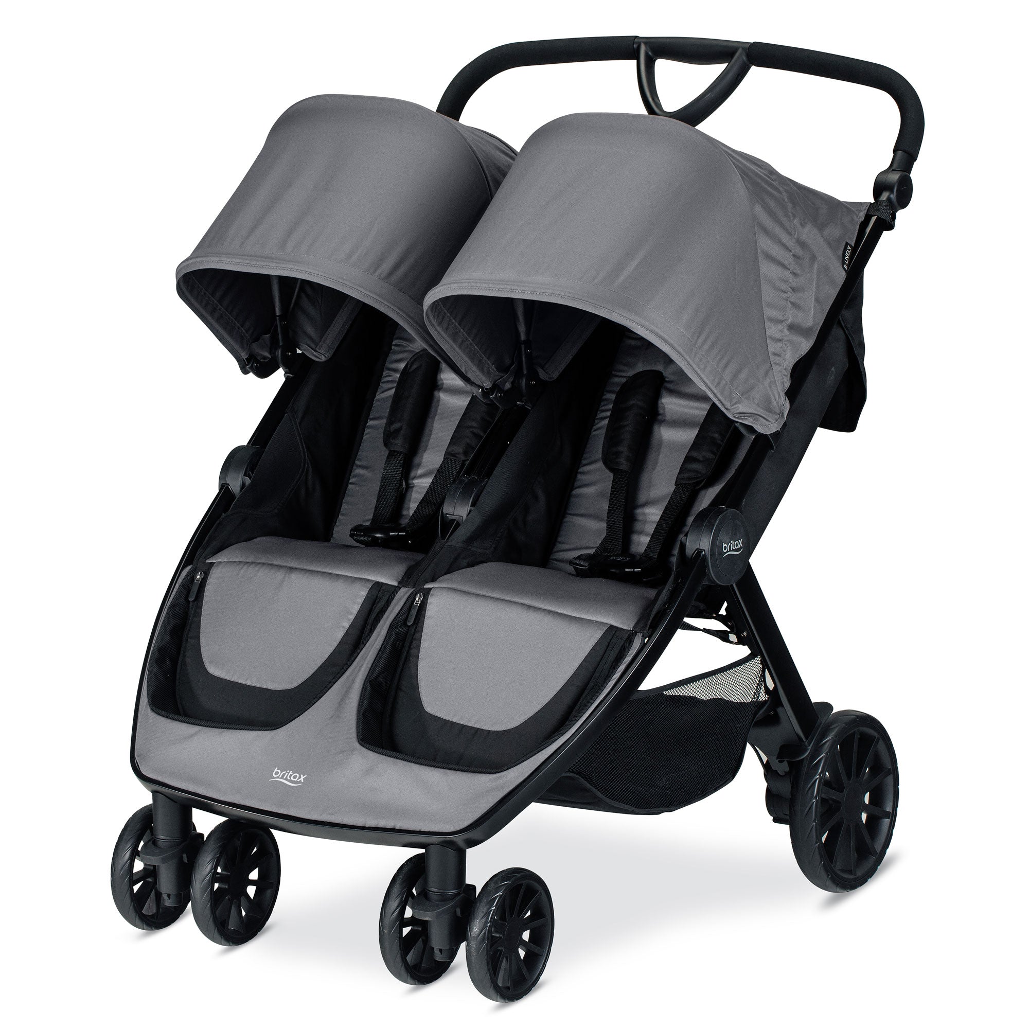 Britax Foldable B Lively Double Baby Stroller with Mesh Canopy, Gray (Open Box)