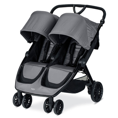Britax Foldable B Lively Double Baby Stroller with Mesh Canopy, Gray (Open Box)