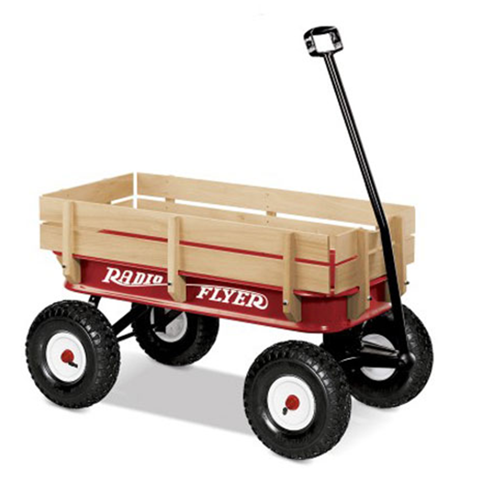 Radio Flyer Full Size All Terrain Classic Steel & Wood Pull Along Wagon (2 Pack) - VMInnovations