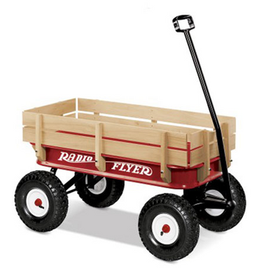 Radio Flyer Full Size All Terrain Classic Steel & Wood Pull Along Wagon (2 Pack) - VMInnovations