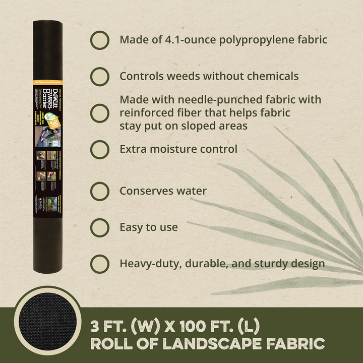 DeWitt 20 Year 4.1-Oz Home & Commercial Landscape Weed Barrier Fabric, 3x100 Ft