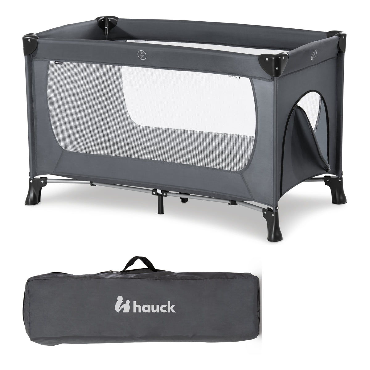 hauck Dream N Play Plus Travel Pack Cot, Babies & Toddlers up to 33 Pounds, Grey