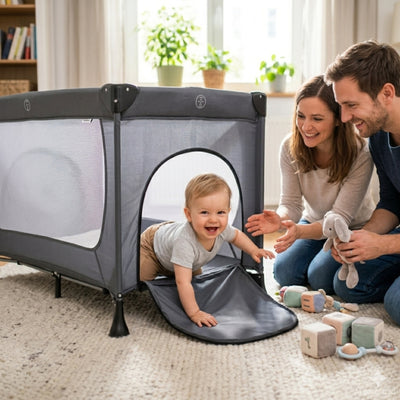 hauck Dream N Play Plus Travel Pack Cot, Babies & Toddlers up to 33 Pounds, Grey