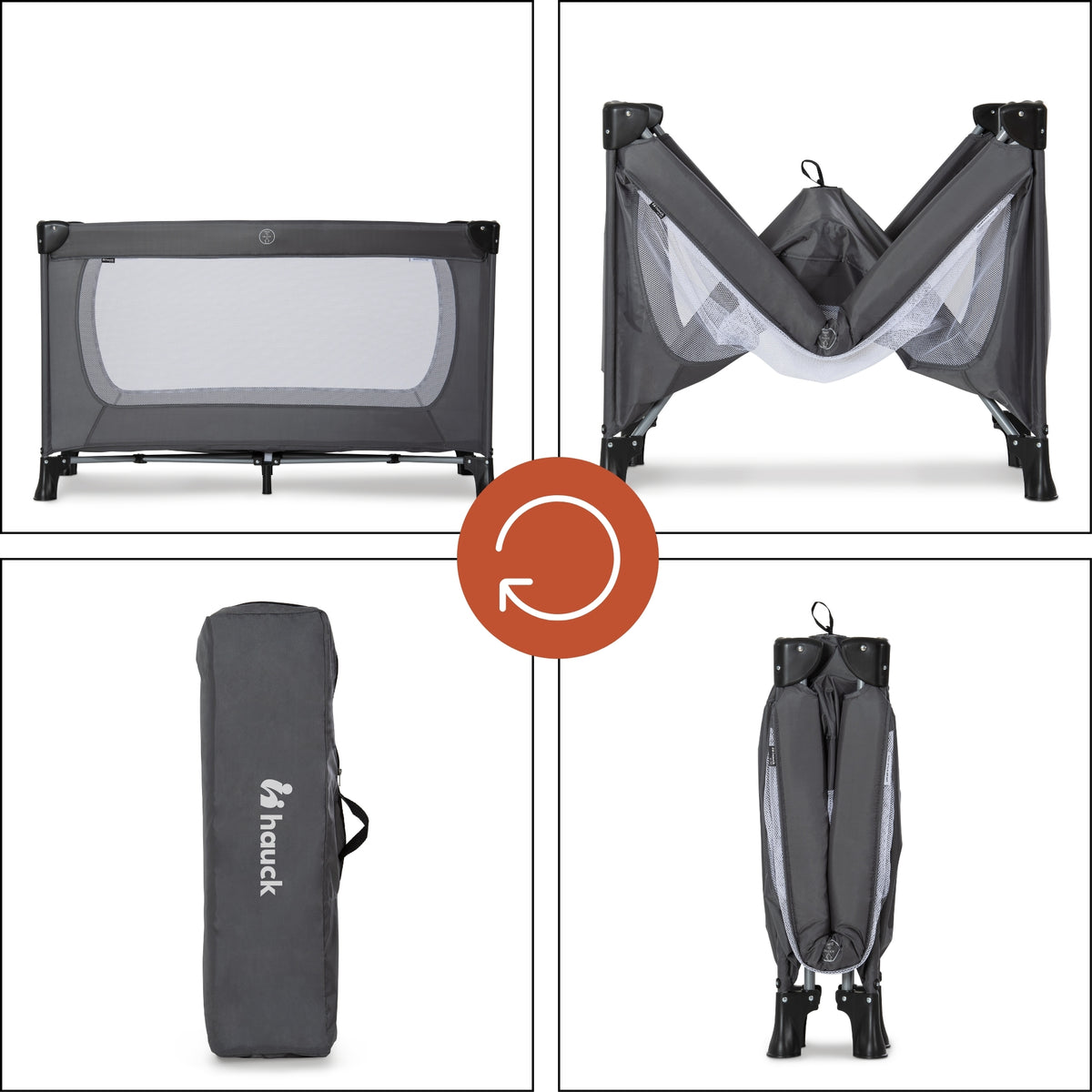 hauck Dream N Play Plus Travel Pack Cot, Babies & Toddlers up to 33 Pounds, Grey
