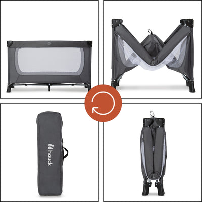 hauck Dream N Play Plus Travel Pack Cot, Babies & Toddlers up to 33 Pounds, Grey