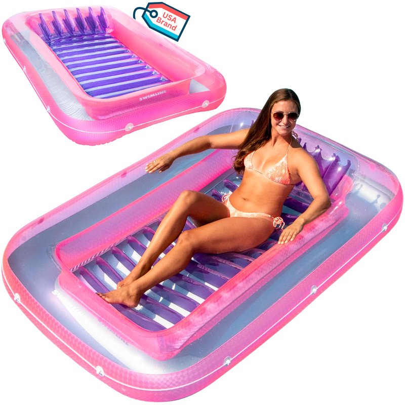 Swimline Classic Edition Inflatable Suntan Tub Floating Pool Hybrid Lounge, Pink