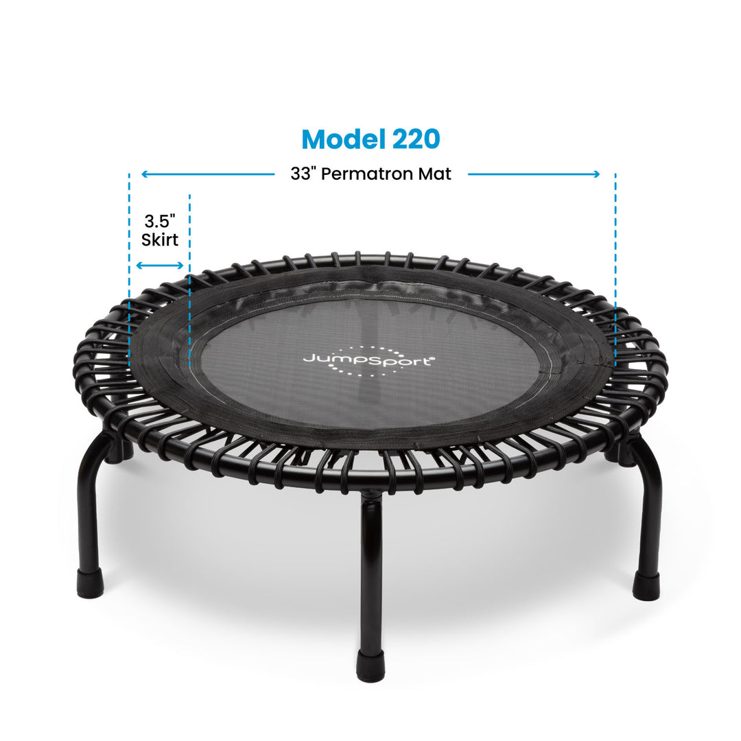 JumpSport 220 Rebounder Mini Trampoline for Home Cardio Fitness, Black (Used)