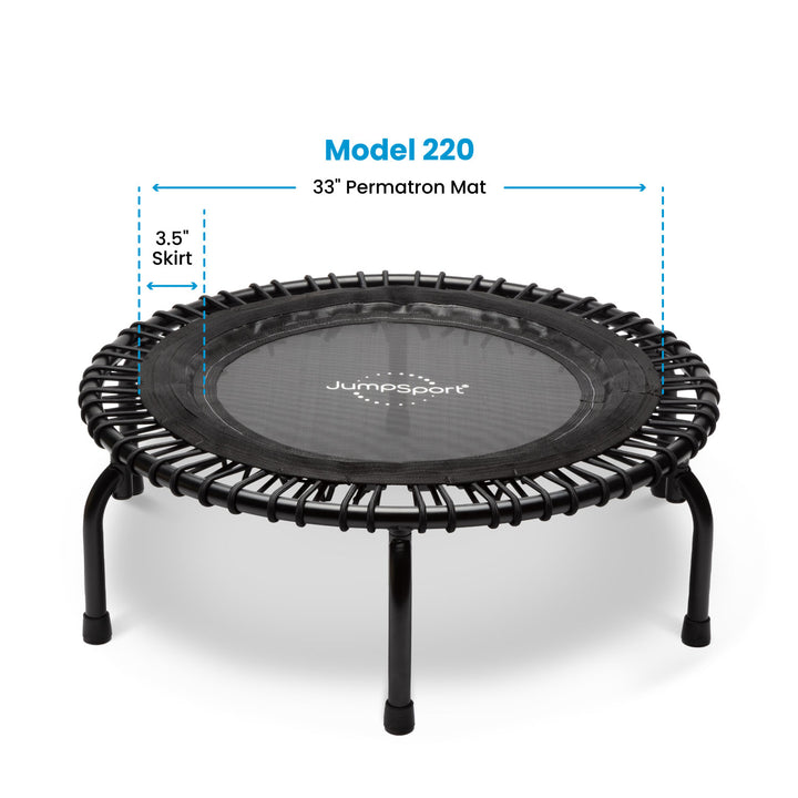 JumpSport 220 Rebounder Mini Trampoline for Home Cardio Fitness, Black (Used)