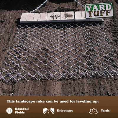 Yard Tuff 5 x 4 Foot Steel Chain Rake Field Leveling ATV Drag Harrow (Open Box)