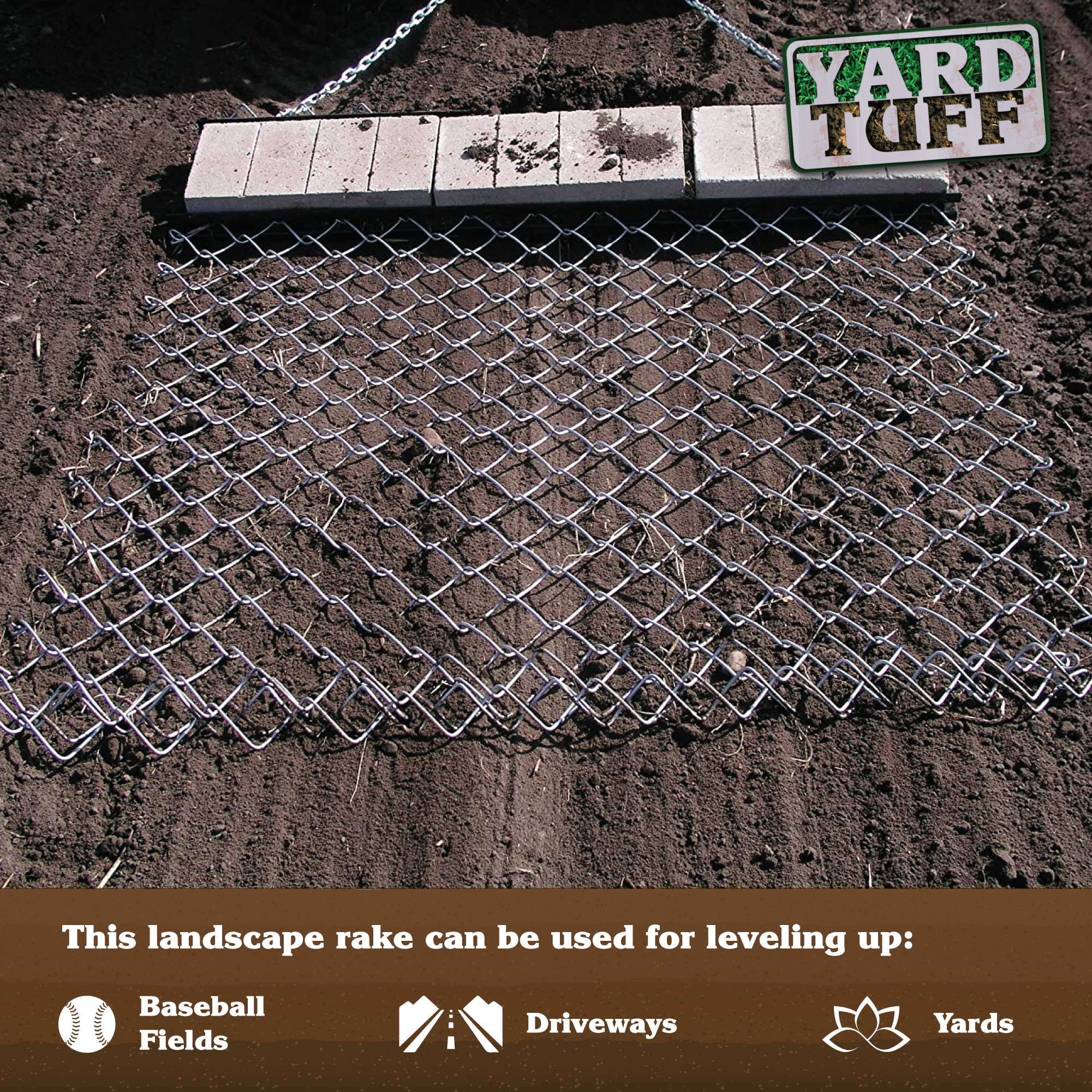 Yard Tuff 5x4ft Steel Durable Chain Rake Field Leveling ATV Harrow (Open Box) - VMInnovations