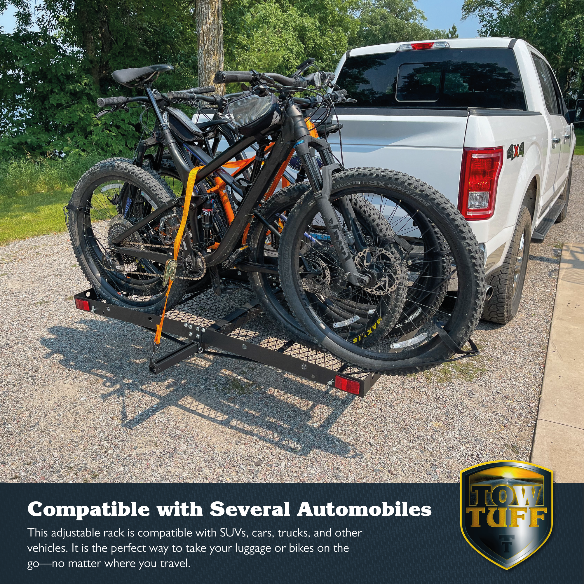 Tow Tuff 62 Inch Steel Cargo Carrier and Bike Rack, Fits All 2in Receivers(Used) - VMInnovations