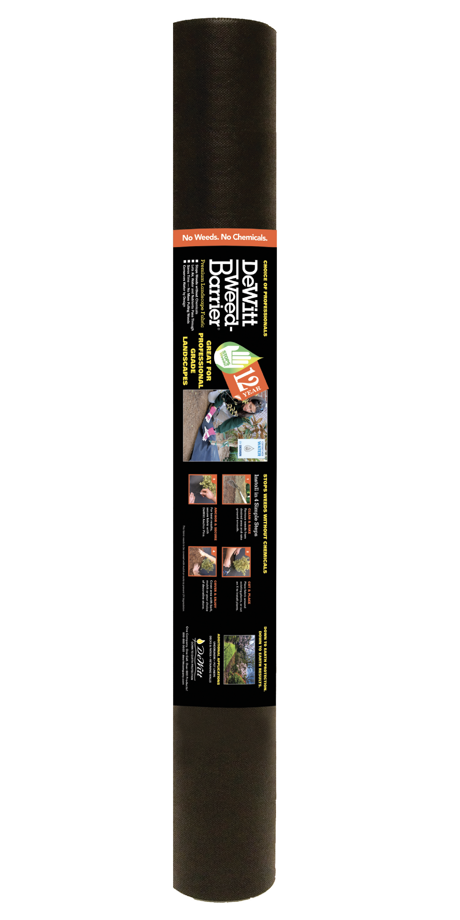 DeWitt 12 Year 6 x 300 Feet 3 Ply Nonwoven Landscape Fabric Home Weed Barrier - VMInnovations