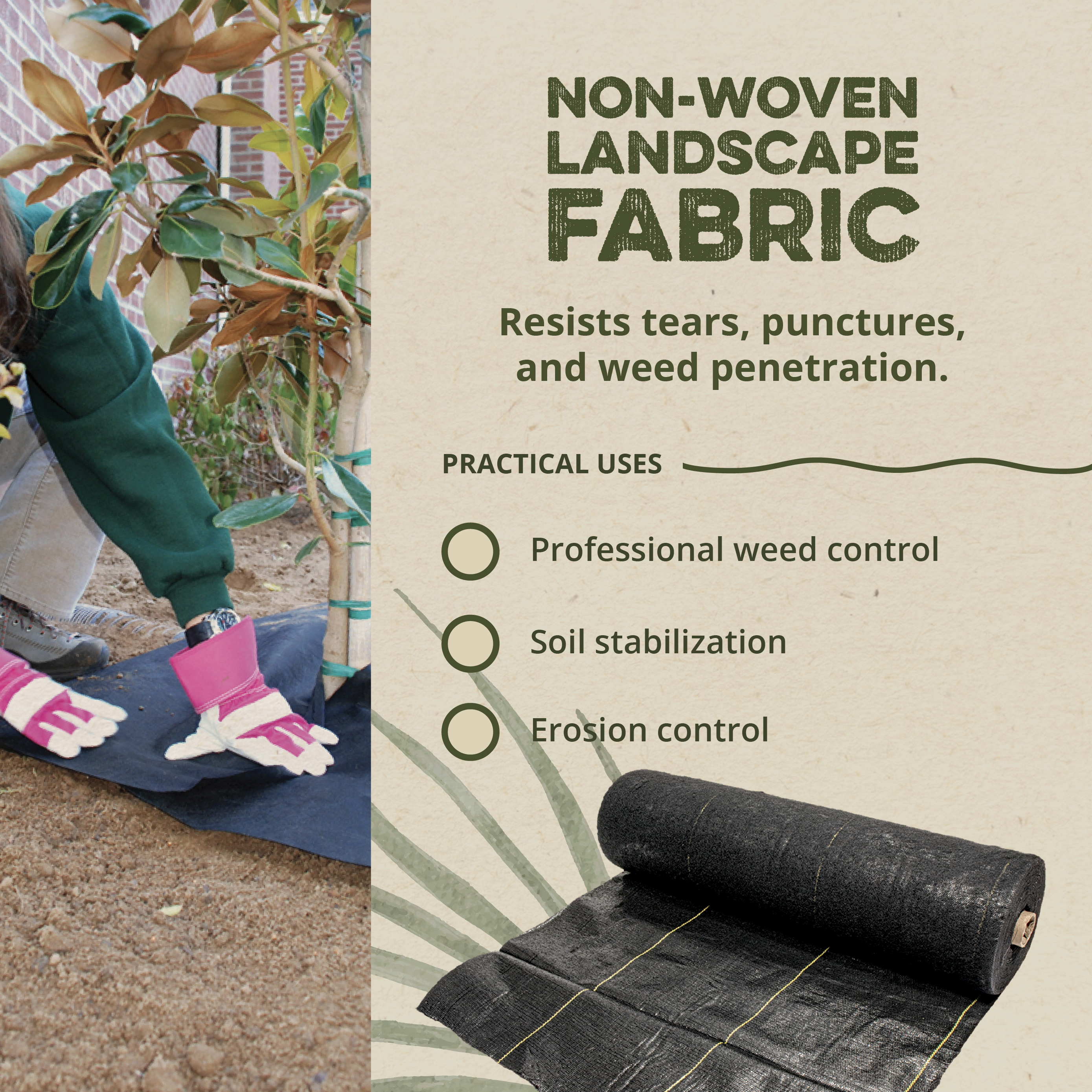 DeWitt 12 Year 6 x 300 Feet 3 Ply Nonwoven Landscape Fabric Home Weed Barrier - VMInnovations