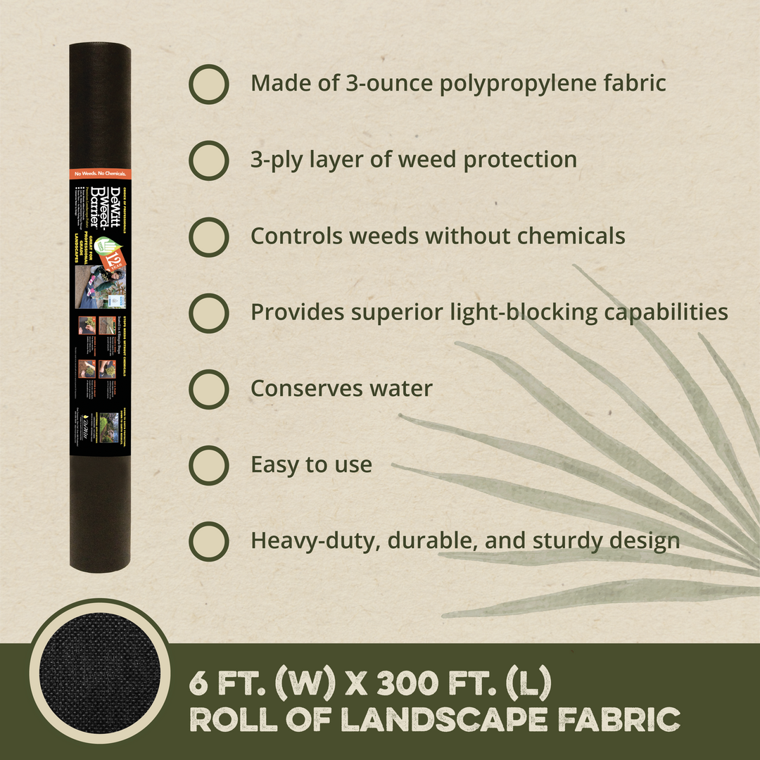 DeWitt 12 Year 6 x 300 Feet 3 Ply Nonwoven Fabric Home Weed Barrier (Open Box) - VMInnovations