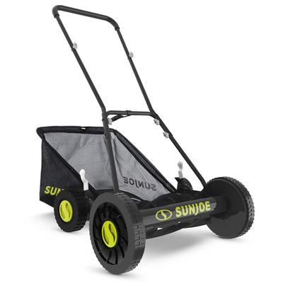 Sun Joe Manual Reel 18" Push Behind Lawn Mower w/ Grass Catcher, Green (Used) - VMInnovations